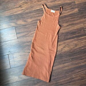 Aritzia Denim Forum Orange Ribbed The Jane Tank Dress